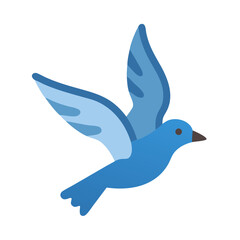Naklejka premium Stylized blue bird in flight on black background design