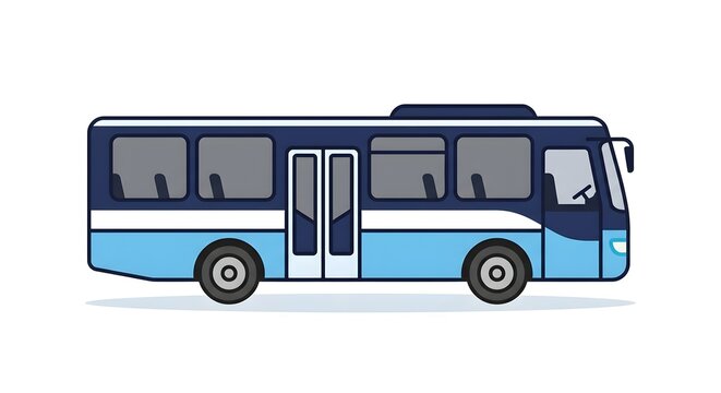 blue bus isolated on white background