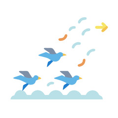 Naklejka premium Birds flying from waves towards an arrow direction sign