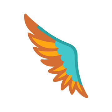 Abstract single wing illustration with bright colors on black
