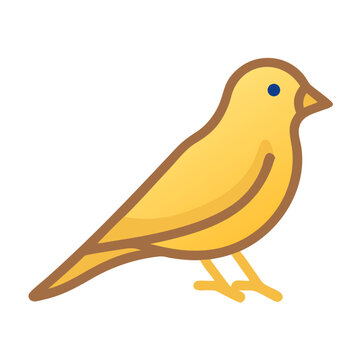 Stylized canary illustration on a black background, cute icon
