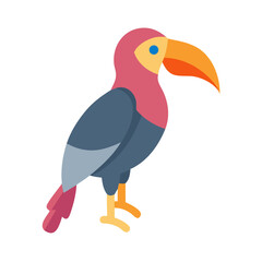 Naklejka premium Flat vector illustration of a colorful toucan on black background