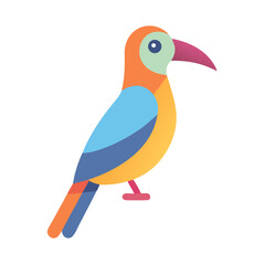 Naklejka premium Colorful bird illustration on black background, modern flat design