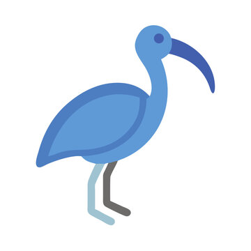 Stylized blue ibis illustration on black background, clean design