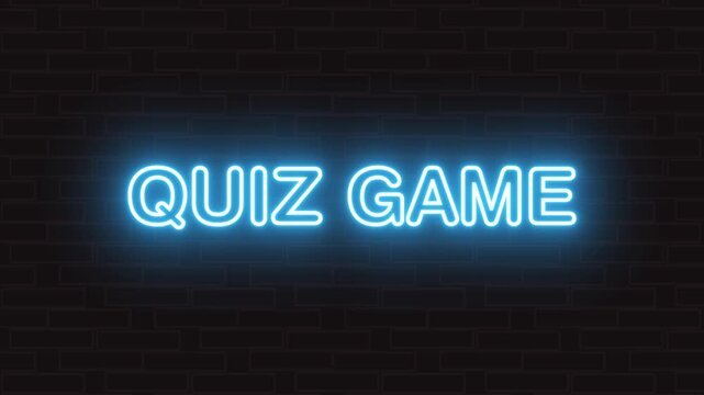 Neon glowing colorful Quiz game text animation isolated on black background