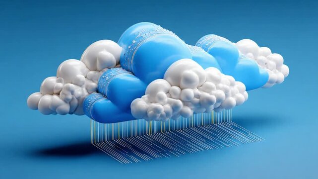 3D Rendered Cloud with Rain