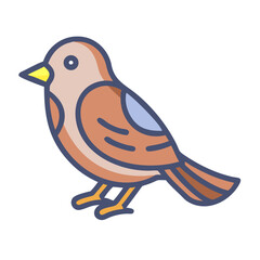 Fototapeta premium Simple and charming cartoon bird illustration on black background