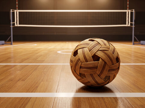 Images of sepak takraw (a type of volleyball).