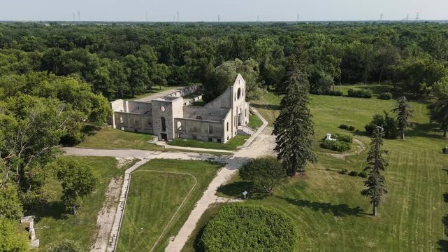 Aerial view of the St Norbert Trappist Monastery ruins