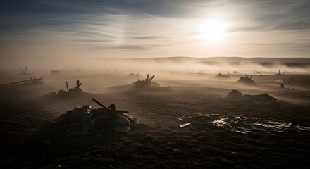Fototapeta premium dusty wind battlefield scene background