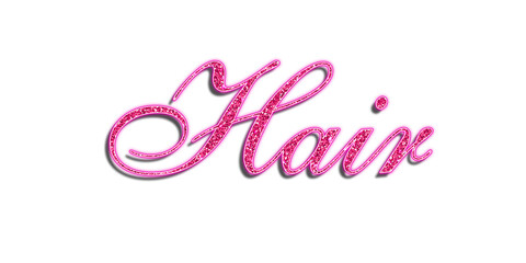 Pink glitter hair typography text effect on transparent background © Ndoewer