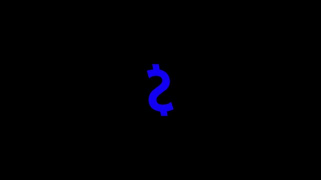 Glowing green 3d dollar sign symbol pulsing on black background
