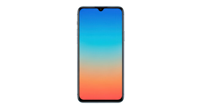 Modern smartphone with color screen isolated on transparent background