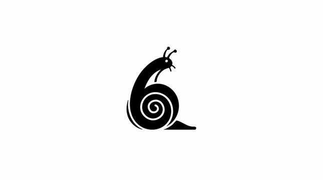 Minimalist black snail logo with a spiral shell forming the number six on a white background.