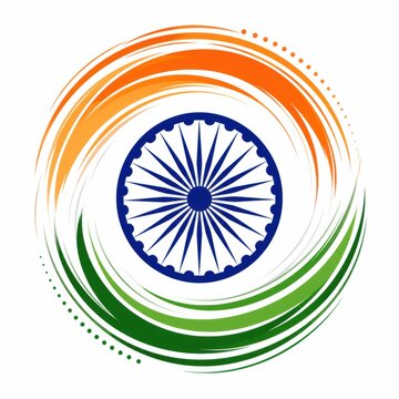 Indian flag emblem with abstract brush strokes and Ashoka Chakra wheel