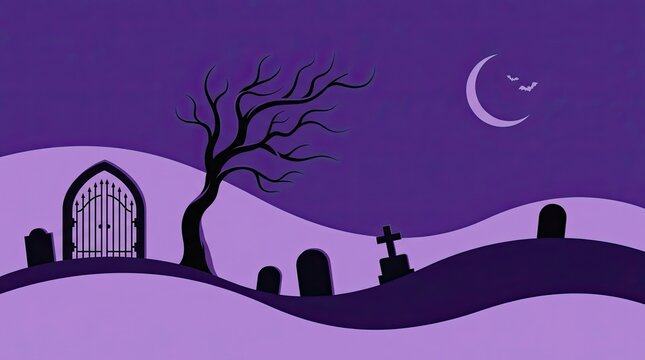 A hauntingly beautiful and atmospheric depiction of a graveyard under the pale moonlight evoking the spirit of halloween and the mysteries of