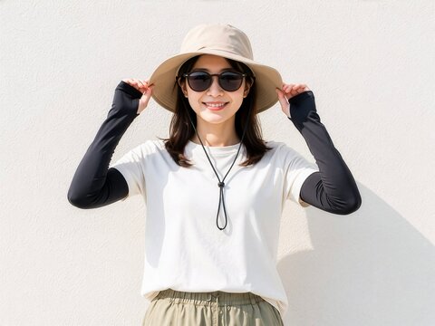 UV対策ばっちりな女性