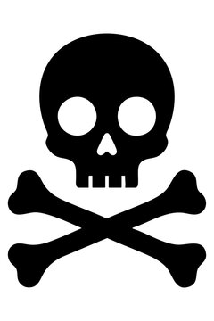 Black skull and crossbones icon representing danger or hazard warning sign