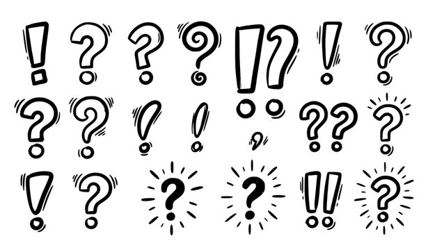Playful Hand Drawn Punctuation Symbols Exclamation Question Vector Collection