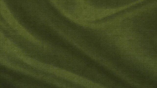 Abstract Olive Green Fabric Waving in Slow Motion Close Up.
