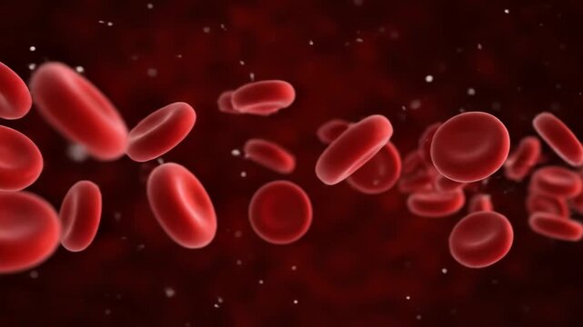 3d render of red blood cells flowing through a vein