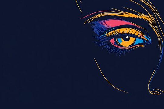 Mysterious digital portrait of an eye with vibrant, surreal color gradients