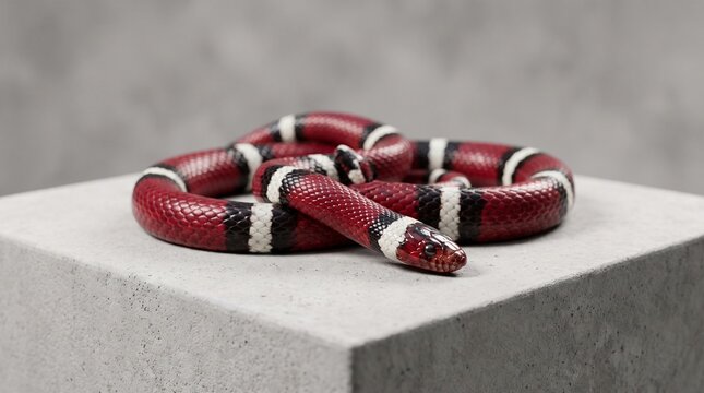 Milk snake on a concrete block