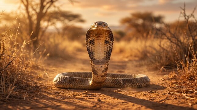 King cobra in a savanna