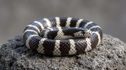 Obraz premium California kingsnake on a dark rock