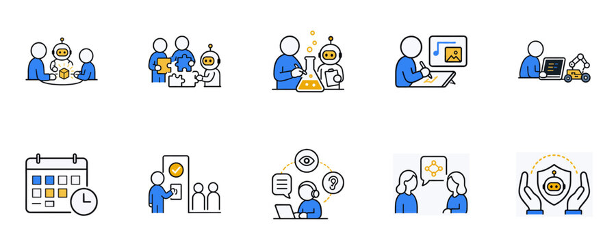 Collaborative learning stem and smart school icons collection