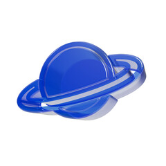 Planet Saturn Icon 3D Glass Style Blue Celestial Body Graphic Element © MDBodrul