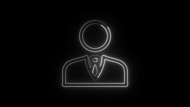 Business Person Icon Animation with Glowing Lines on Black Background