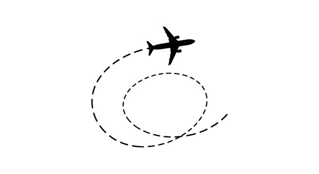 Journey symbolized by a silhouetted airplane tracing a dashed line flight path against a plain surface indicating travel and exploration concepts for digital media projects