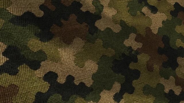 Seamless Camouflage Pattern Animated Background Texture.