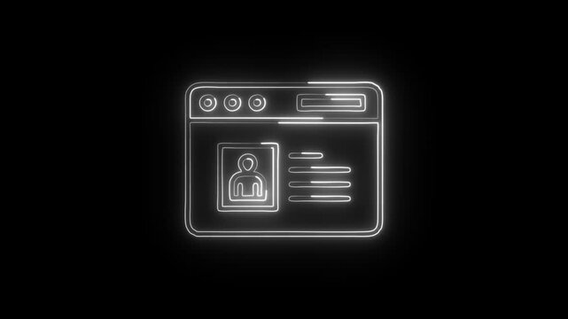 Browser Profile Window Icon Animation with Glowing Lines on Black Background