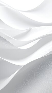 Abstract composition of smooth white wavy surfaces creating a sense of depth and motion.