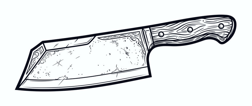 Vintage Style Meat Cleaver Knife Illustration Isolated