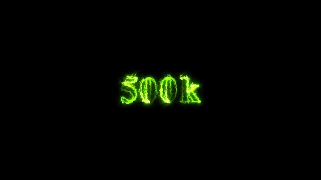 500k text with dynamic green energy electric current effect on dark background footage.