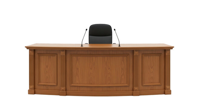 Wooden office desk with chair isolated on transparent background
