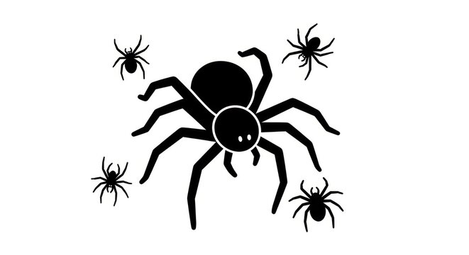 Black spider silhouettes on white background.