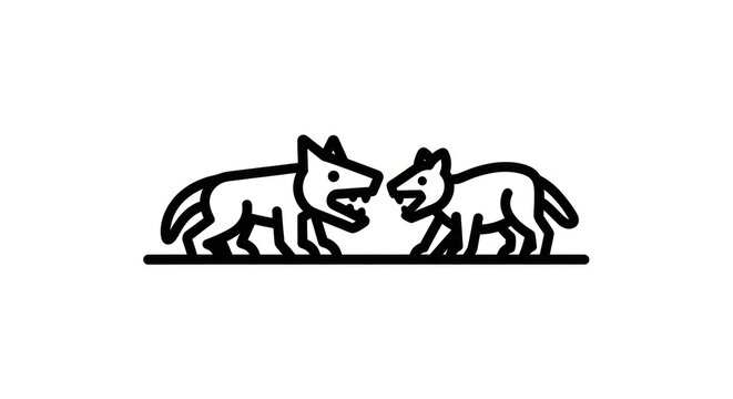Two dogs facing each other in aggression.