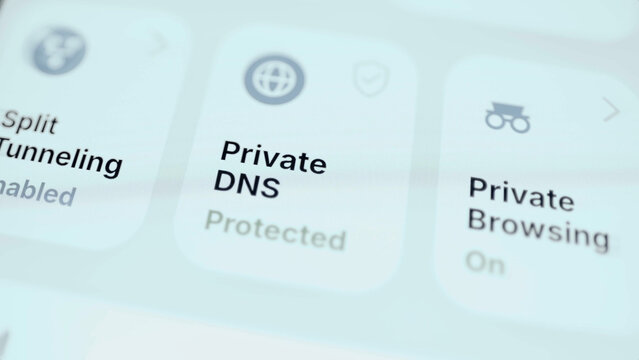 Commercial Stock Photograph Of Mobile Privacy Controls Enable DNS And Private Browsing