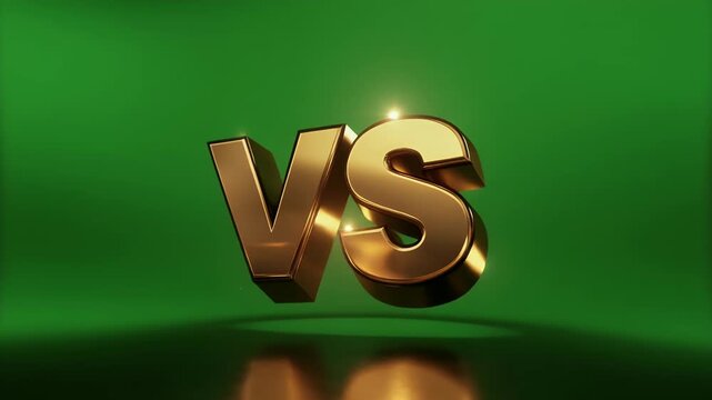 Golden 'VS' text against a green background.