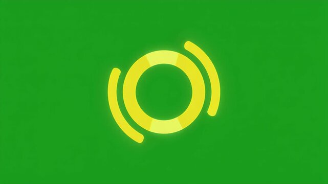 A bright yellow circular emblem glows on a vibrant green background.