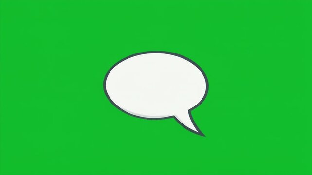 A clean white speech bubble on a vibrant green background.