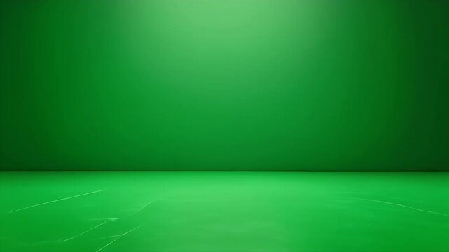 A vibrant green empty studio background with a subtle floor texture.