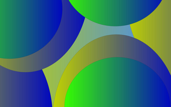 Abstract geometric background with overlapping colorful circles in blue and green tones, abstract
