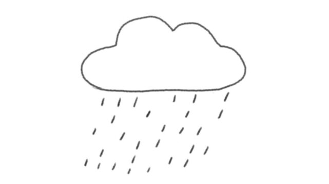 Minimalist cloud with rain drops animated icon concept