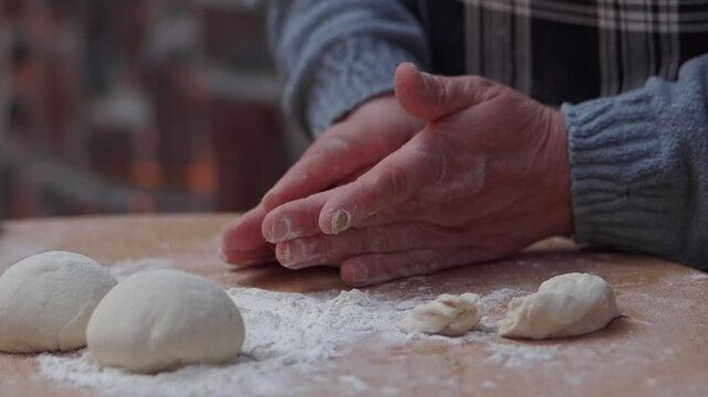 Making dough in a kitchen in the morning