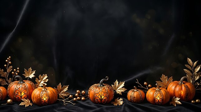 A spooky and delightful halloween scene with glowing pumpkins mysterious shadows and autumnal foliage creates a festive and eerie atmosphere for the